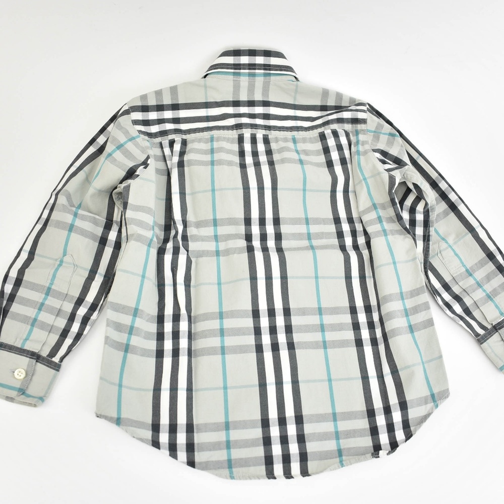 BURBERRY Gray Nova Check & Logo, Long Sleeve Shirt_6